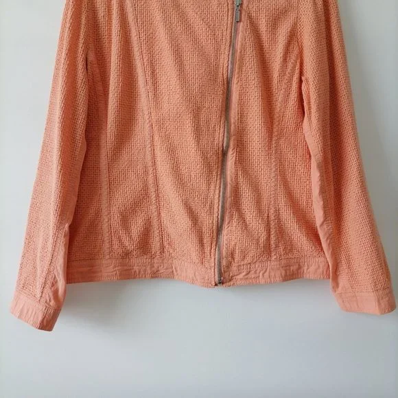 Chico's Women's Orange Tilt Zip Up Jacket Size 2 (L) - Picture 3 of 6